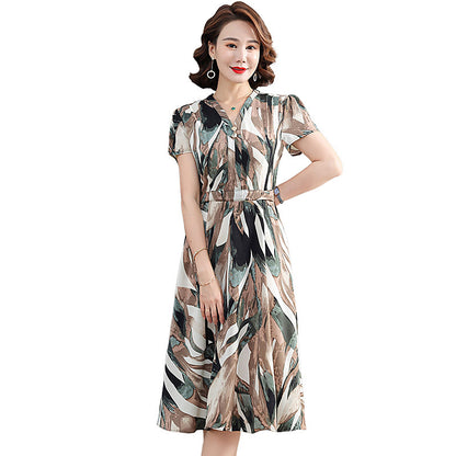 Mom Wear Over The Knee Dress Summer Wear