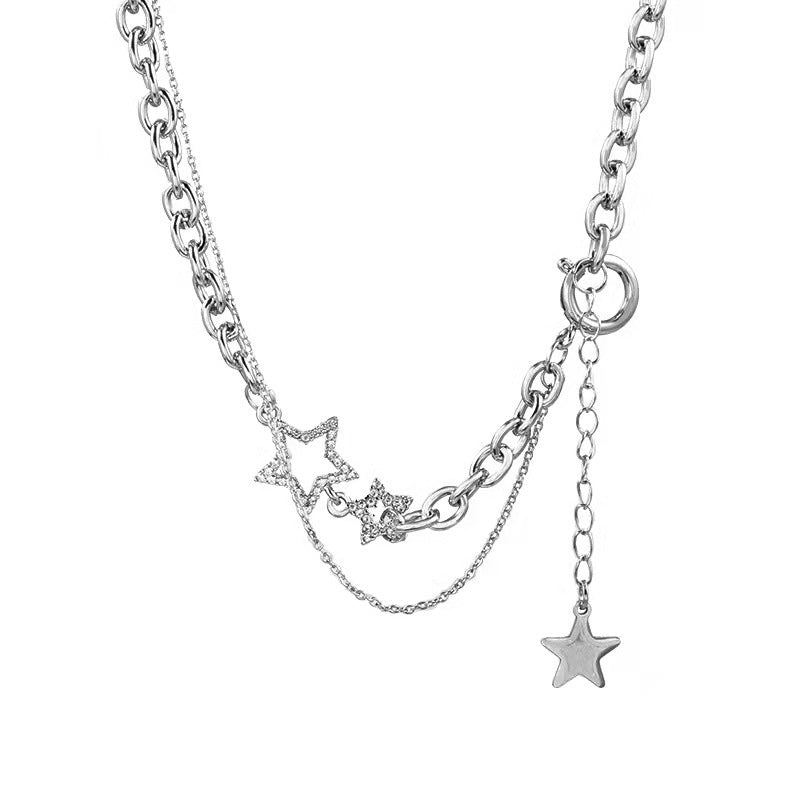 Stars Double Layer Wear Necklace Female Everything Clavicle Chain Choker