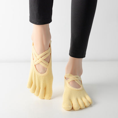 Cross-border Women's Non-slip Five-finger Yoga Socks Live Broadcast Body Dance Aerobics Pilates Fitness Sports Socks
