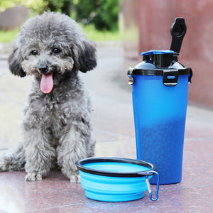 2-in-1 Pet Water Bottle Dispenser - Travel Portable Dog Cat Drinking Silicone Bowl