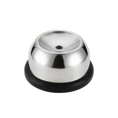 Metallic bell with black base on a white background