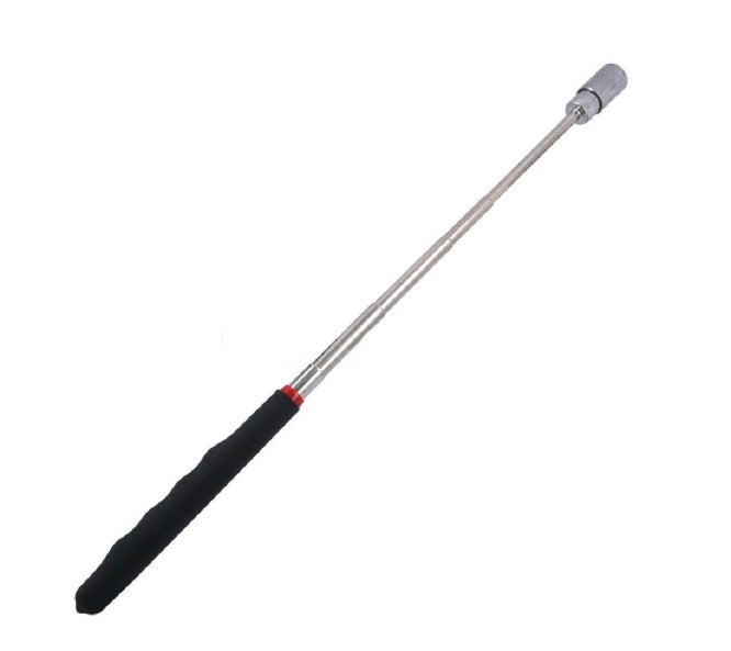 Telescopic inspection rod with black handle on a white background