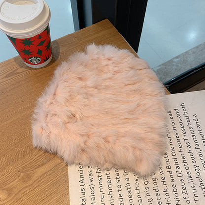 Thickened Warm Real Rabbit Plush Fur Integrated Knitted Hat