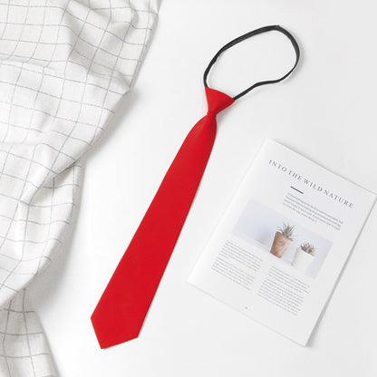 JK Japanese Style Male And Female Student Lazy Zipper Tie College Style Punch-free Shirt Formal Wear 8CM Wide Black Tie