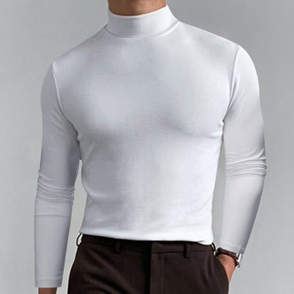 Autumn and Winter High Neck Long Sleeve T-Shirt for Men