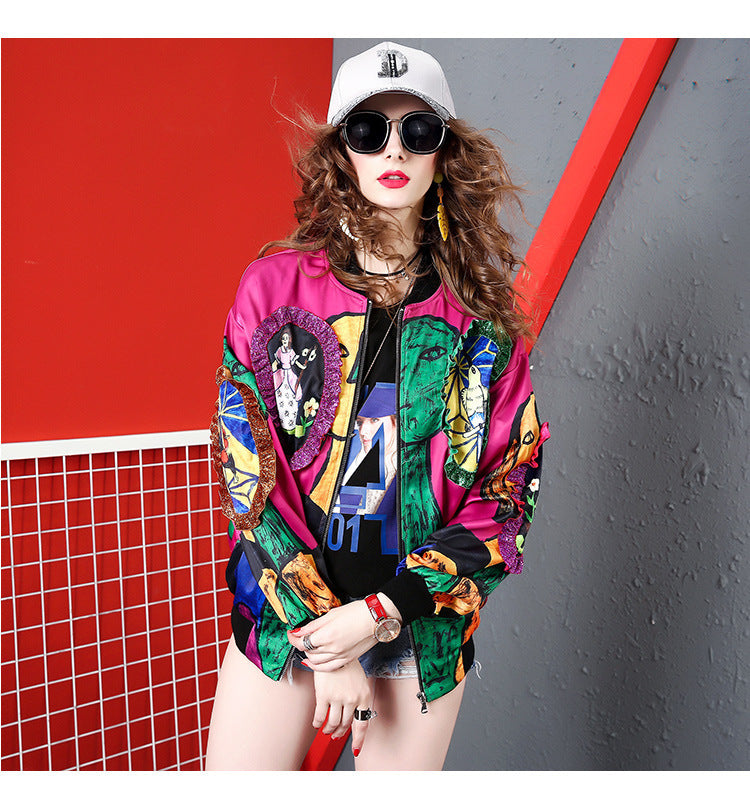 Printed Long-sleeved Loose All-match Baseball Uniform
