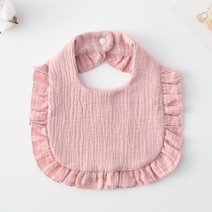 Baby Bib Ruffled Cotton Printed Gauze Lace Bib