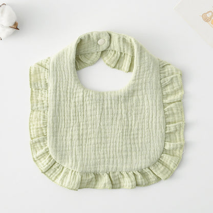 Baby Bib Ruffled Cotton Printed Gauze Lace Bib