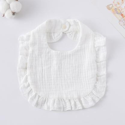 Baby Bib Ruffled Cotton Printed Gauze Lace Bib