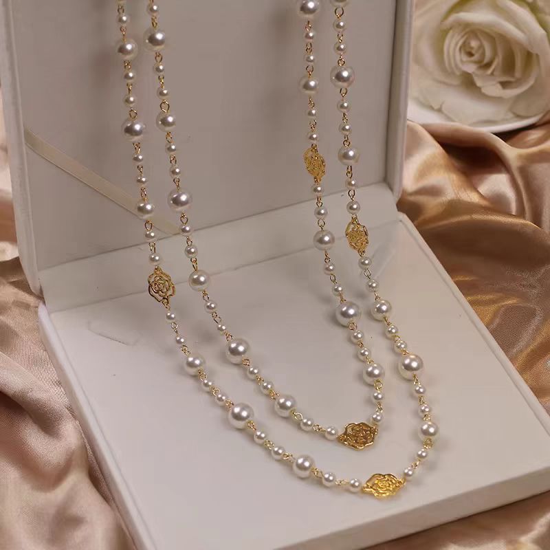 Retro Multi-layer Pearls Necklace - Fashion Long Sweater Chain for Women