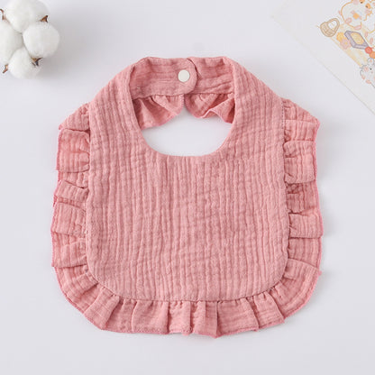 Baby Bib Ruffled Cotton Printed Gauze Lace Bib