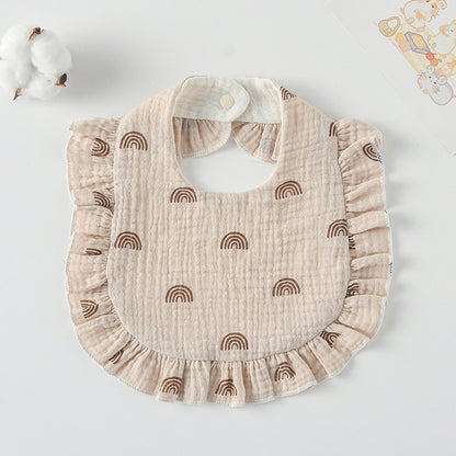 Baby Bib Ruffled Cotton Printed Gauze Lace Bib
