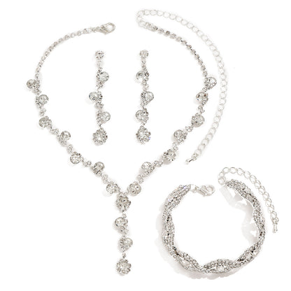 Fashion Crystal Necklace Ear Stud Bracelet Jewelry Accessories