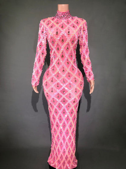 Shiny Rhinestone Women's Evening Party Formal Dress