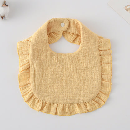 Baby Bib Ruffled Cotton Printed Gauze Lace Bib
