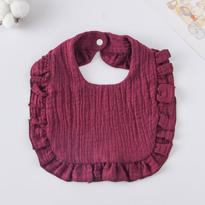 Baby Bib Ruffled Cotton Printed Gauze Lace Bib