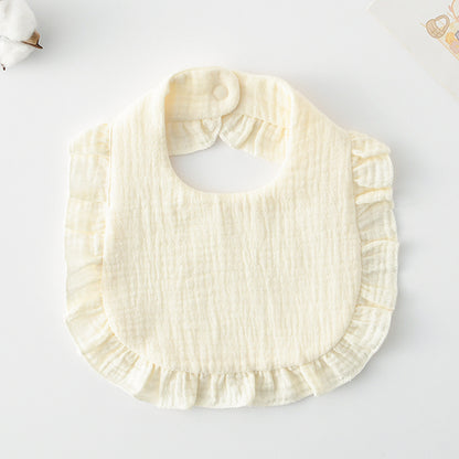 Baby Bib Ruffled Cotton Printed Gauze Lace Bib