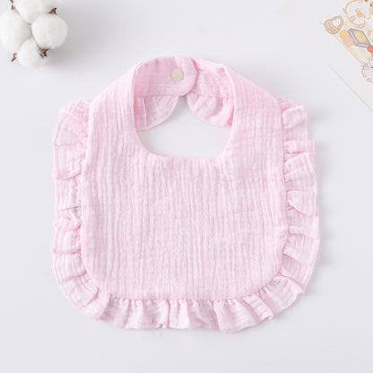 Baby Bib Ruffled Cotton Printed Gauze Lace Bib