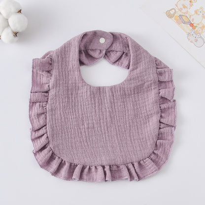Baby Bib Ruffled Cotton Printed Gauze Lace Bib