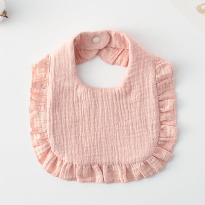 Baby Bib Ruffled Cotton Printed Gauze Lace Bib