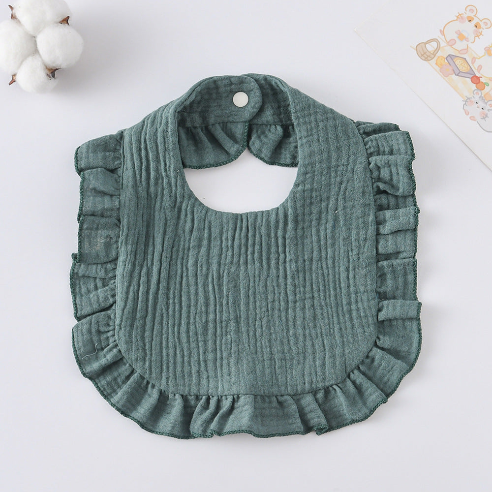 Baby Bib Ruffled Cotton Printed Gauze Lace Bib