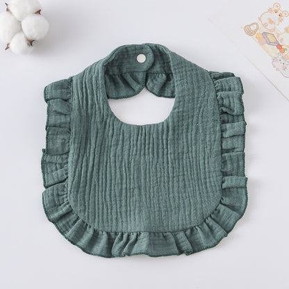 Baby Bib Ruffled Cotton Printed Gauze Lace Bib