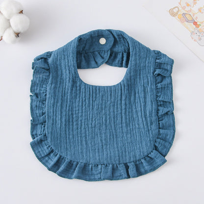 Baby Bib Ruffled Cotton Printed Gauze Lace Bib