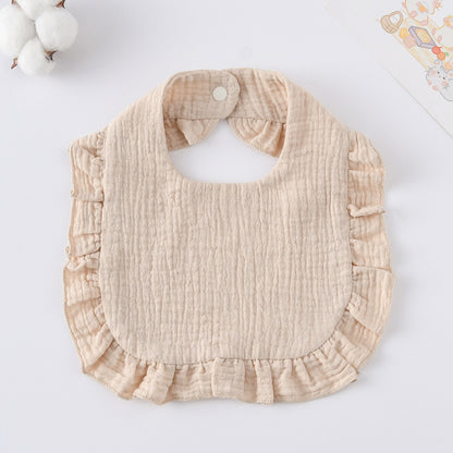 Baby Bib Ruffled Cotton Printed Gauze Lace Bib