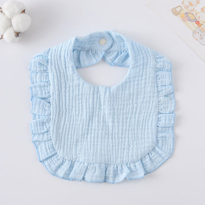 Baby Bib Ruffled Cotton Printed Gauze Lace Bib