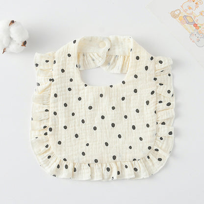 Baby Bib Ruffled Cotton Printed Gauze Lace Bib