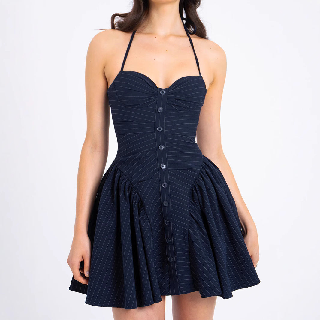 Fitted Waist Backless Dress Female Minority Female