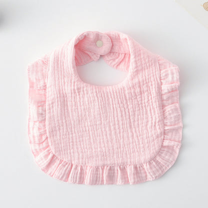 Baby Bib Ruffled Cotton Printed Gauze Lace Bib