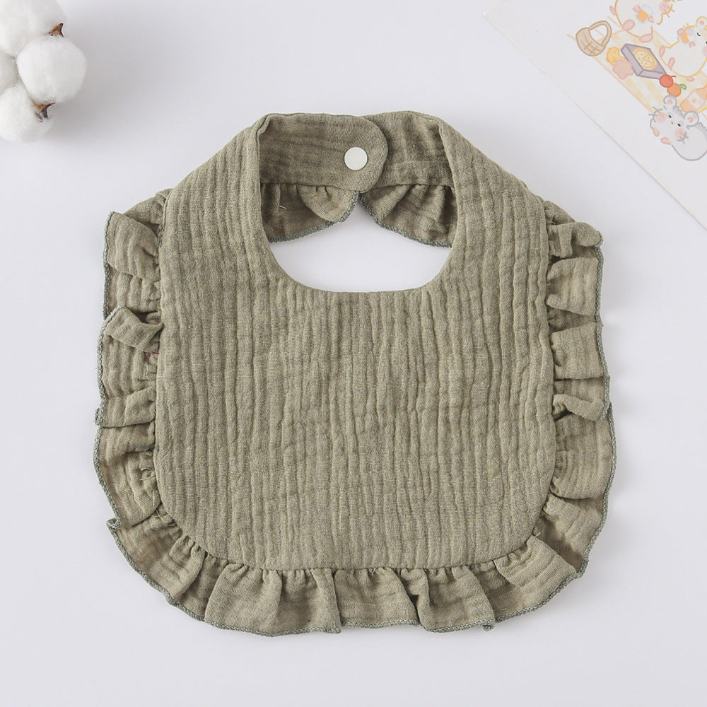 Baby Bib Ruffled Cotton Printed Gauze Lace Bib