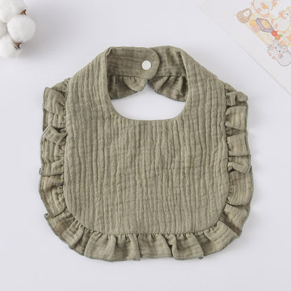 Baby Bib Ruffled Cotton Printed Gauze Lace Bib