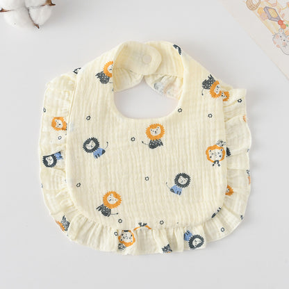 Baby Bib Ruffled Cotton Printed Gauze Lace Bib