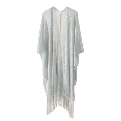 Nail Pearl Beach Shawl Cardigan Mid-length