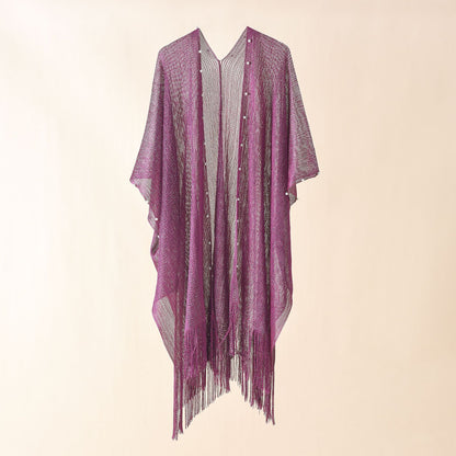 Nail Pearl Beach Shawl Cardigan Mid-length