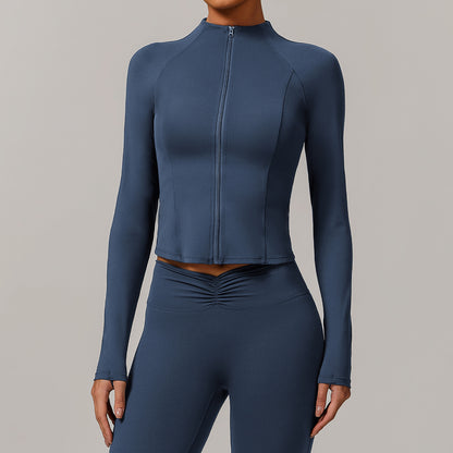 Stand Collar Zipped Sports Coat Female Fitness Yoga Wear