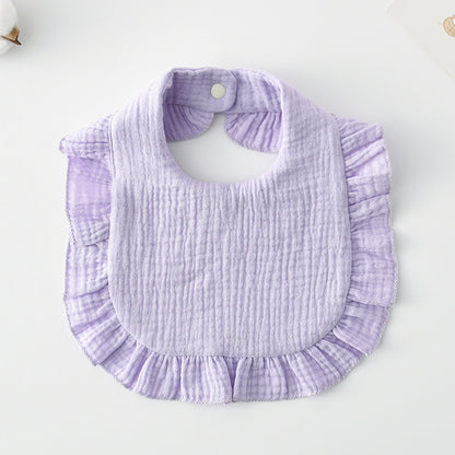 Baby Bib Ruffled Cotton Printed Gauze Lace Bib