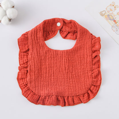 Baby Bib Ruffled Cotton Printed Gauze Lace Bib