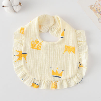 Baby Bib Ruffled Cotton Printed Gauze Lace Bib