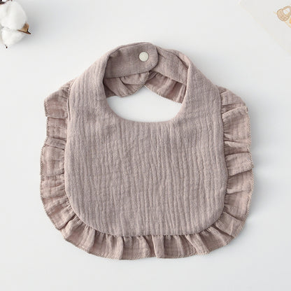 Baby Bib Ruffled Cotton Printed Gauze Lace Bib