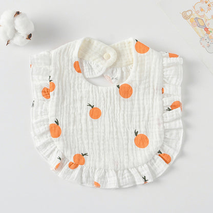 Baby Bib Ruffled Cotton Printed Gauze Lace Bib