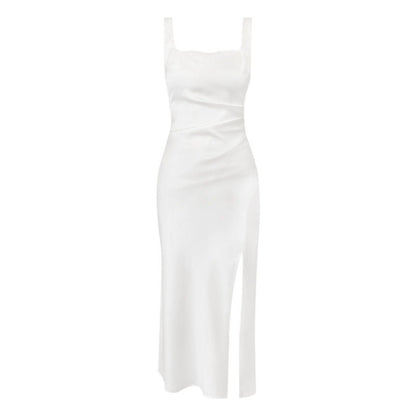 White Suspender Satin Dress Female Summer