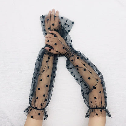 Ladies' Mesh Sun Protection Love Polka Dot Gloves
