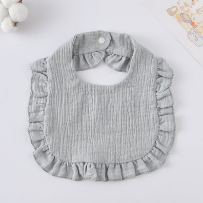 Baby Bib Ruffled Cotton Printed Gauze Lace Bib