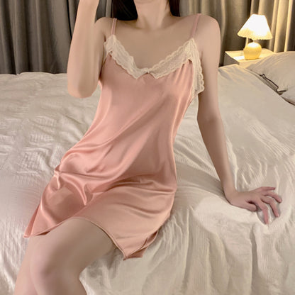 Fashion Summer Ice Silk Slip Nightdress Women