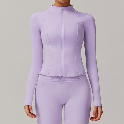 Stand Collar Zipped Sports Coat Female Fitness Yoga Wear
