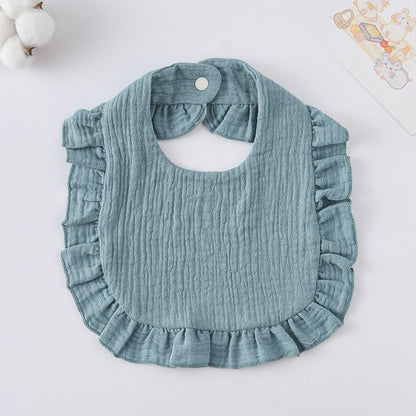 Baby Bib Ruffled Cotton Printed Gauze Lace Bib