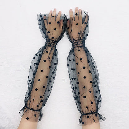 Ladies' Mesh Sun Protection Love Polka Dot Gloves